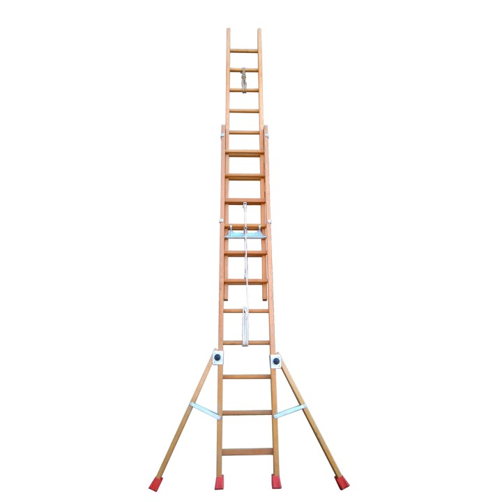 Echelle coulissante 2 plans à corde en bois | L'Echelle Européenne