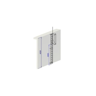 Échelle à crinoline hauteur 4500 mm avec crosse de sortie escamotable