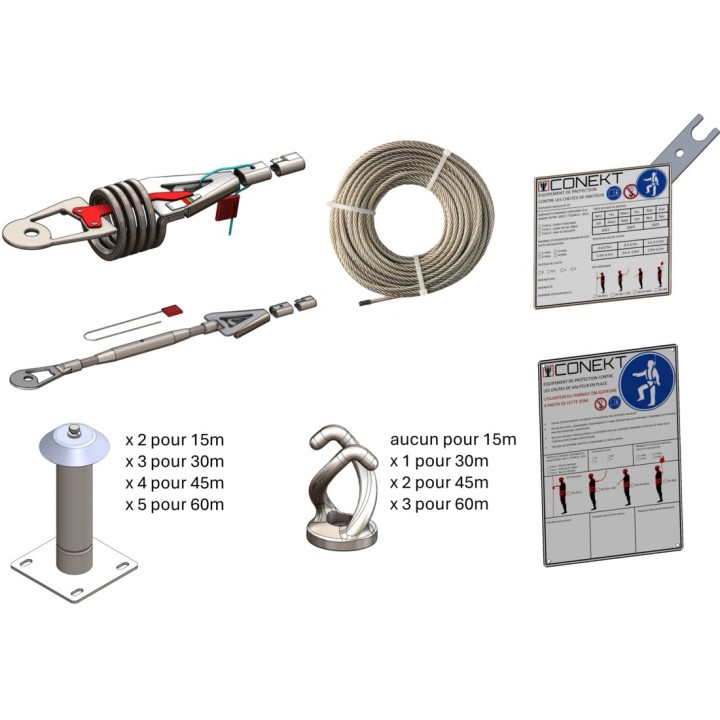 PACK CONEKT CLASSIC Ligne de vie manuelle sur dalle béton | L'Echelle Européenne