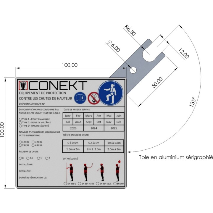 Plaque signalétique LDV et point d'ancrage CONEKT | L'Echelle Européenne