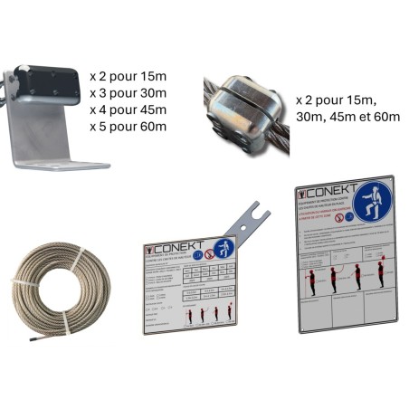 PACK CONEKT PRO Ligne de vie continue sur béton mural | L'Echelle Européenne