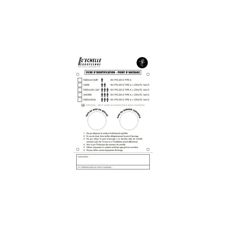 Panneau d'identification pour point d’ancrage singulier  | L'Echelle Européenne