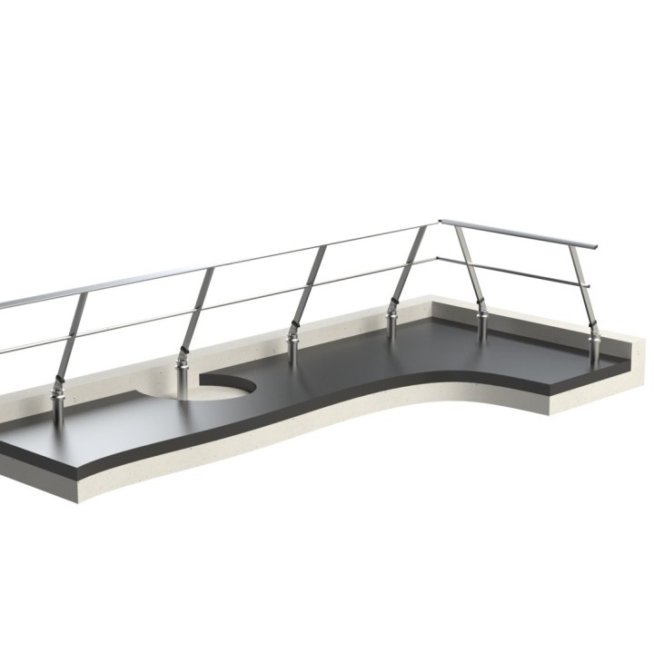 Fixation sur dalle étanchée version inclinée 25°