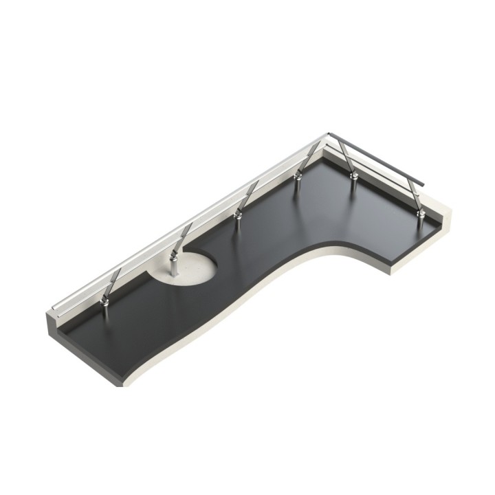 Fixation sur dalle étanchée version inclinée 25°