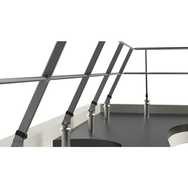 Fixation sur dalle étanchée version inclinée 25°