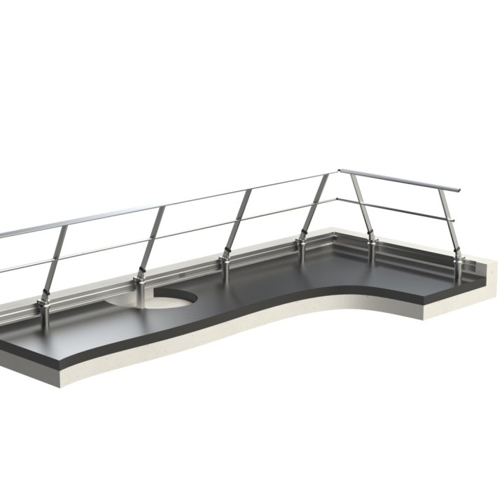 Fixation sur dalle étanchée version inclinée 25°