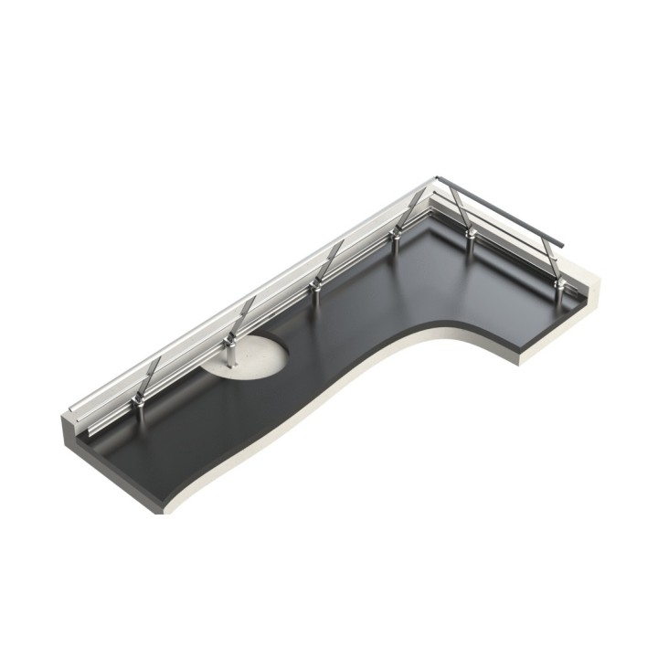 Fixation sur dalle étanchée version inclinée 25°