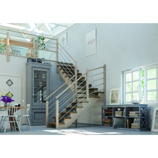 Escalier DOUBLE LIMONS CREMAILLERES EXCENTRÉS BOIS | L'Echelle Européenne