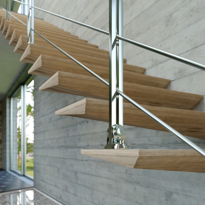 Escalier suspendu en bois DIAMANT | L'Echelle Européenne