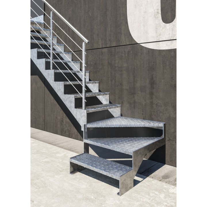 Escalier extérieur à double limon latéral GEMMA ZINC | L'Echelle Européenne