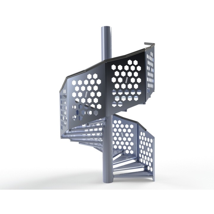 Escalier GM40 garde-corps tôle découpée | L'Echelle Européenne