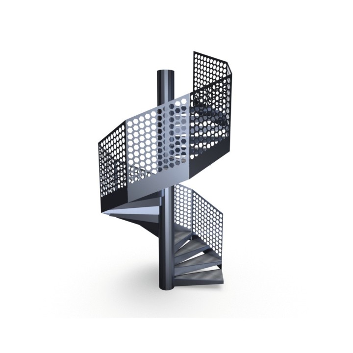 Escalier GM40 garde-corps tôle découpée | L'Echelle Européenne