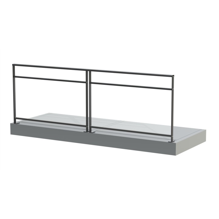 Garde-corps OLA VITRO - Vitrage clair, fixation à plat - RAL 9005