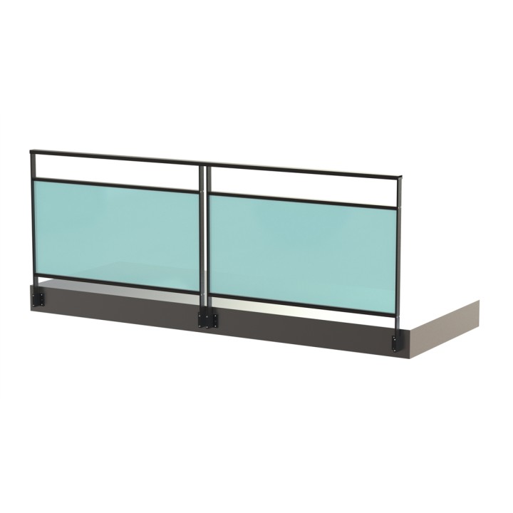 Garde-corps OLA VITRO - Vitrage opale, fixation en applique - RAL 9005