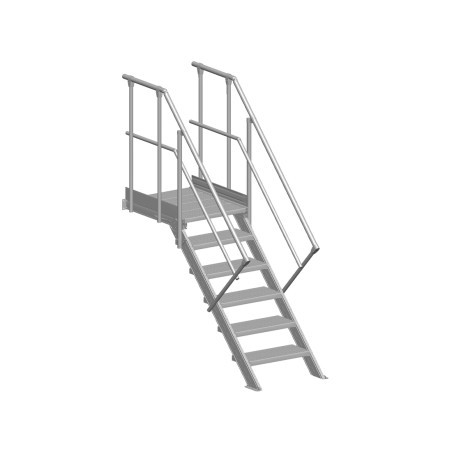 Escalier industriel avec plate-forme 45° Largeur 600 mm | L'Echelle Européenne