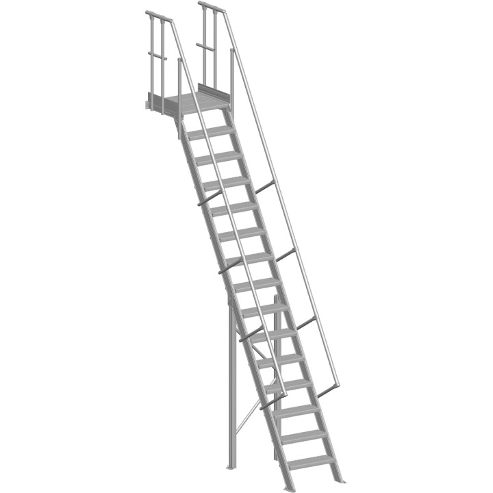 Escalier industriel avec plate-forme 60° Largeur 600 mm | L'Echelle Européenne