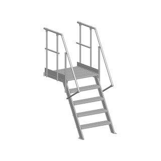 Escalier industriel avec plate-forme 60° Largeur 800 mm | L'Echelle Européenne