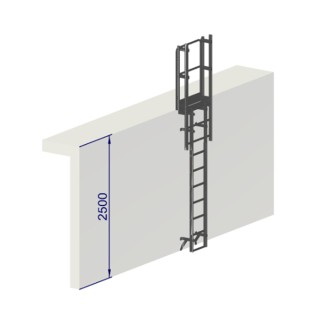 Échelle à crinoline hauteur 2500 mm sans arceaux