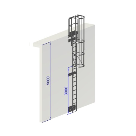 Echelle à crinoline 5000 mm fixation bardage