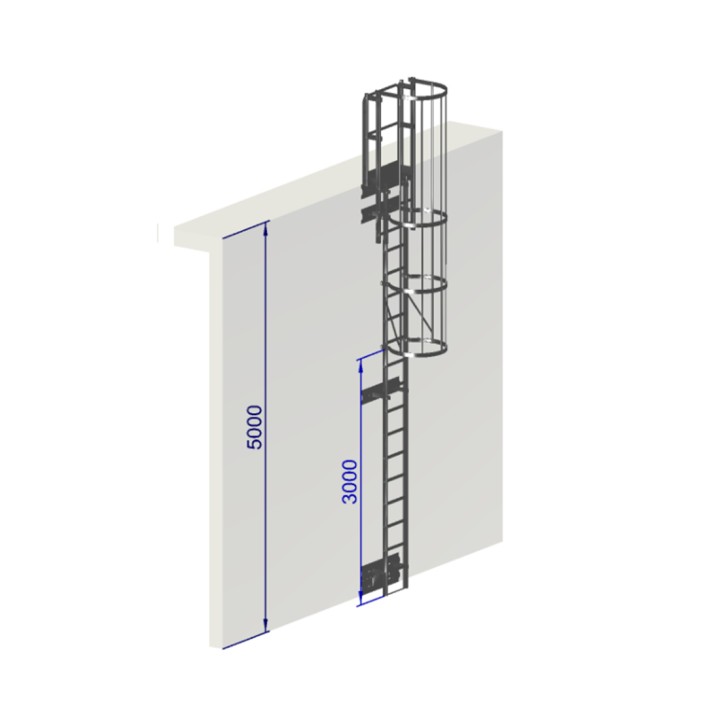 Echelle à crinoline 5000 mm fixation bardage