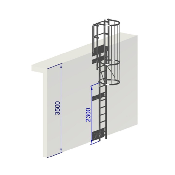 Echelle à crinoline 3500 mm fixation bardage
