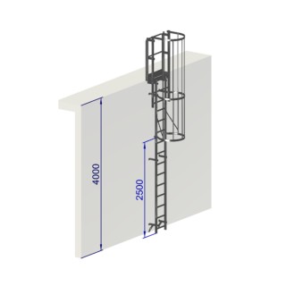 Échelle à crinoline hauteur 4000 mm EN ISO 14122-4