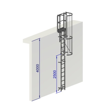 Échelle à crinoline hauteur 4000 mm EN ISO 14122-4