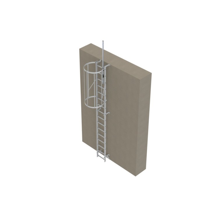 Échelle à crinoline hauteur 4500 mm avec crosse de sortie escamotable