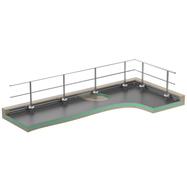 Fixation sur dalle étanchée version droite