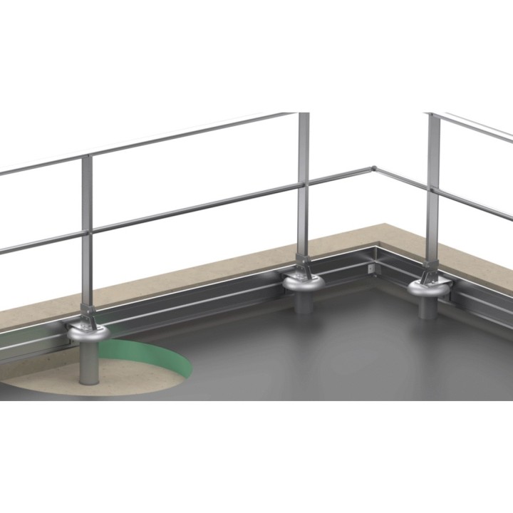 Fixation sur dalle étanchée version droite