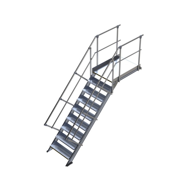 Escalier industriel avec plate-forme 45° Largeur 800 mm | L'Echelle Européenne