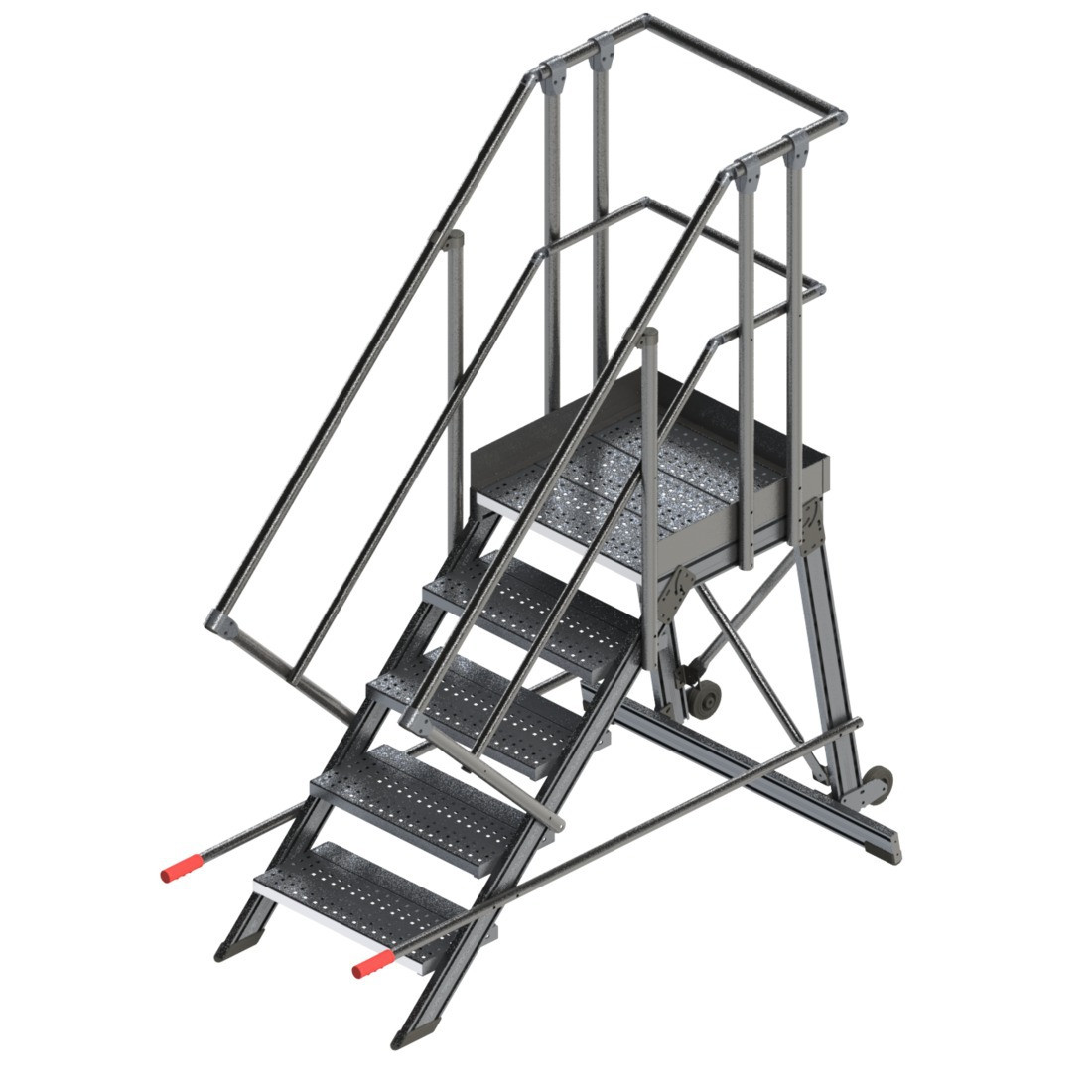 Marchepied roulant sur 2 roues 45° largeur 800 mm